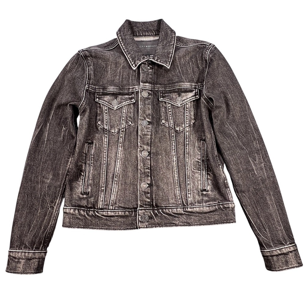 Lucky Brand Black Tomboy Trucker Denim Jacket Womens Size S